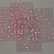 Butterfly nail stickers holographic glitter 3D decal sheet