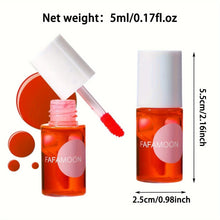 Fruity lip tint before and after showing rich pigment payoff.