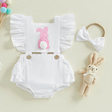 Baby easter romper worn by a baby girl