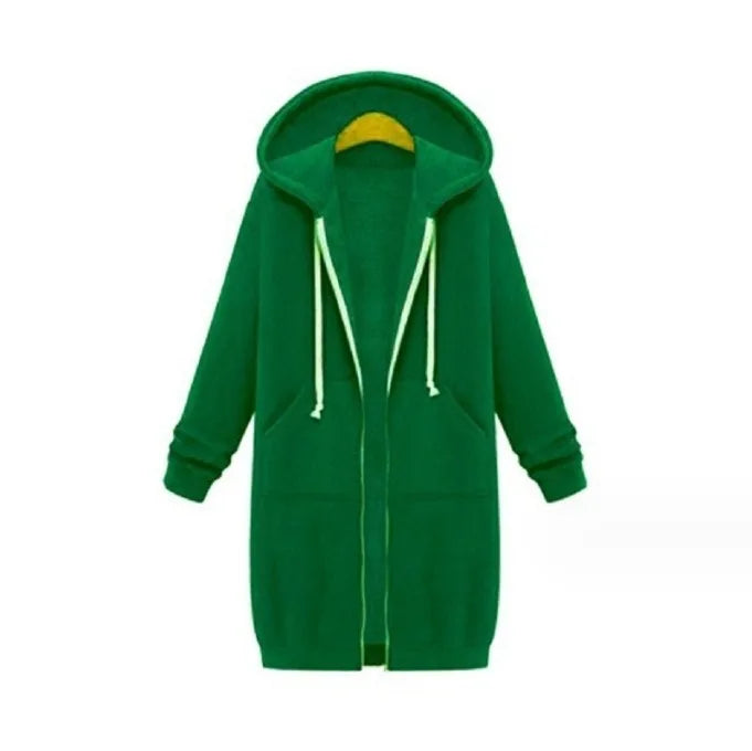 Autumn Winter Long Sleeve Mid-Length Sweatshirt Fleece Jacket