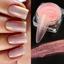 Chrome nail powder aurora pearl nude pink white mirror pigment nail art