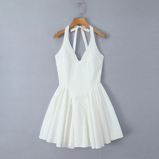 Elegant White Bodycon Dress Backless
