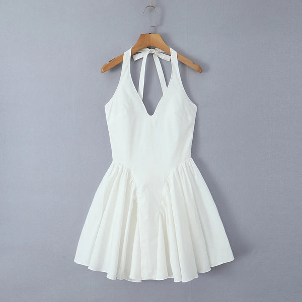 Elegant White Bodycon Dress Backless