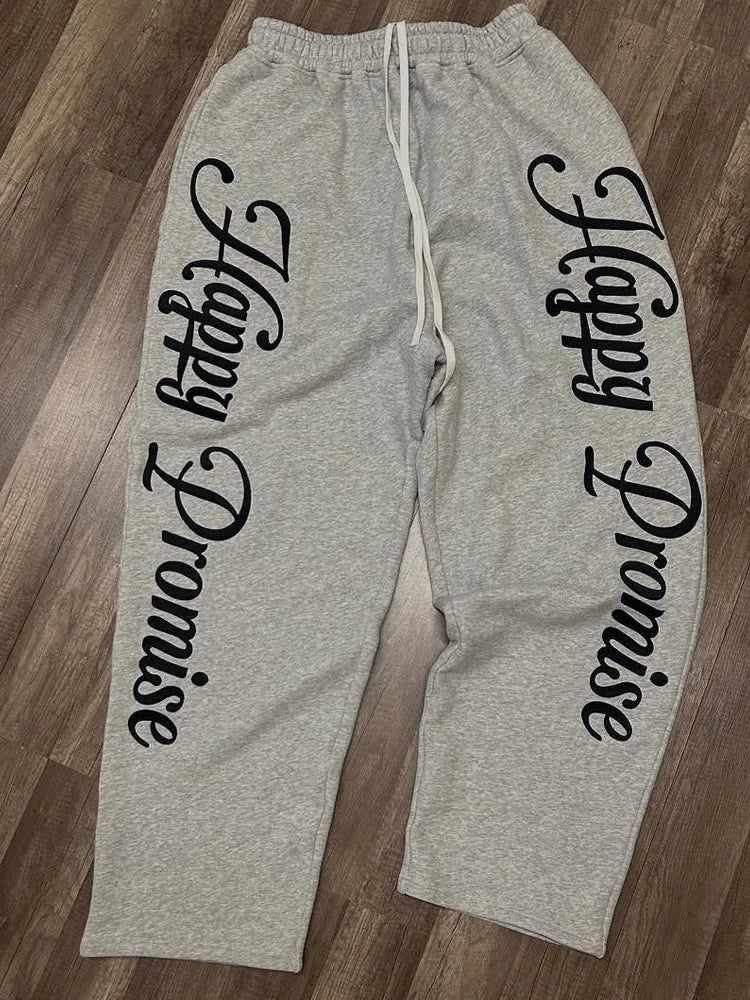 Hip-hop punk chic letter print women's trousers rock sexy Y2K Harajuku aesthetic American retro street loose versatile trousers