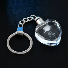 rose flower keychain – crystal rhinestone LED light front view