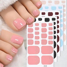 Toenail stickers French black glitter full wrap nail decals set