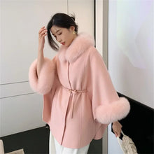 Fur Sleeve Detachable Real Fox Fur Collar 2024 New Autumn Winter Coat Wool Women's Warm A-line Jacket Luxury Thick Female Coat