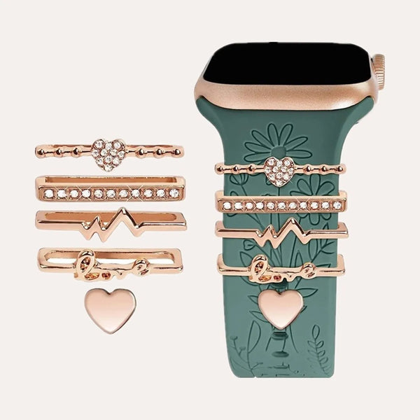 watchband ring loops – 5pcs rhinestone metal watch strap charms