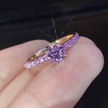 Pink cubic zirconia engagement ring for weddings and proposals