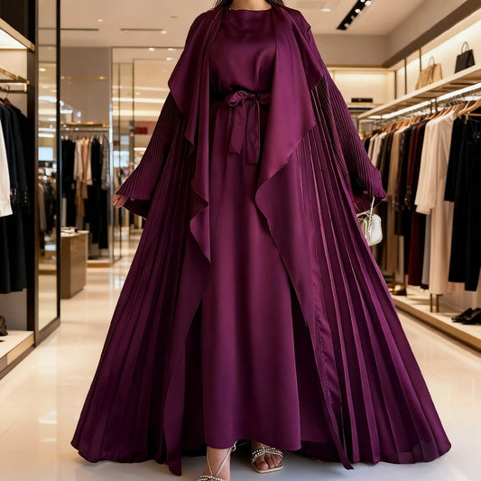 2 Piece Set Lace-up Ramadan Dress