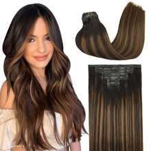 Invisible skin weft clip in remy hair extensions balayage blonde