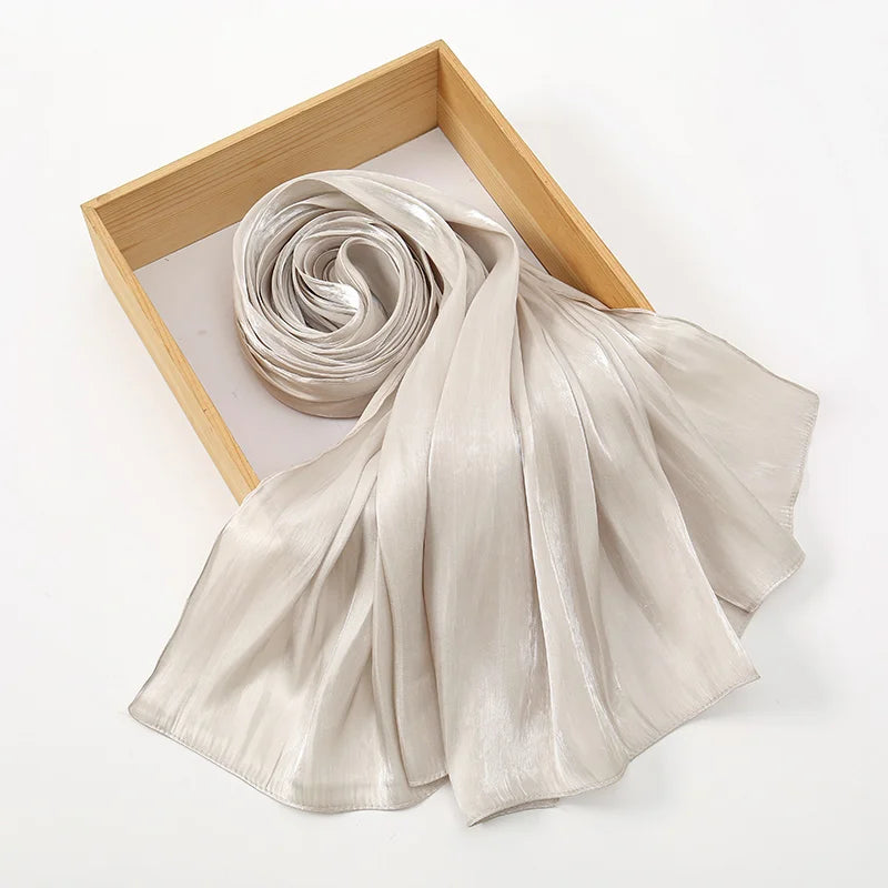 Newest Plain Shimmer Hijab Silk Wrinkle Scarf Muslim.