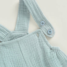 Baby dungarees in cotton linen with button straps