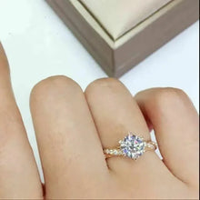 Gold moissanite twist couple ring front view