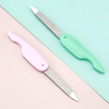 folding nail file – compact stainless steel double sided polishing stick