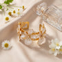 Elegant Enamel Butterfly Flower Chunky Cuff Bracelet