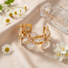 Elegant Enamel Butterfly Flower Chunky Cuff Bracelet