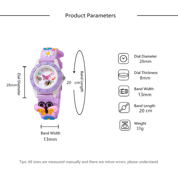 girls quartz wristwatch – butterfly digital casual sports kids watch