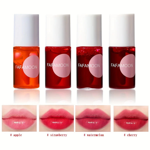Fruity lip tint in 4 colours — moisturising waterproof water gloss formula.