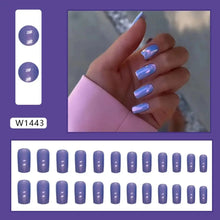 press on nails – 24pcs long square French leopard false nails