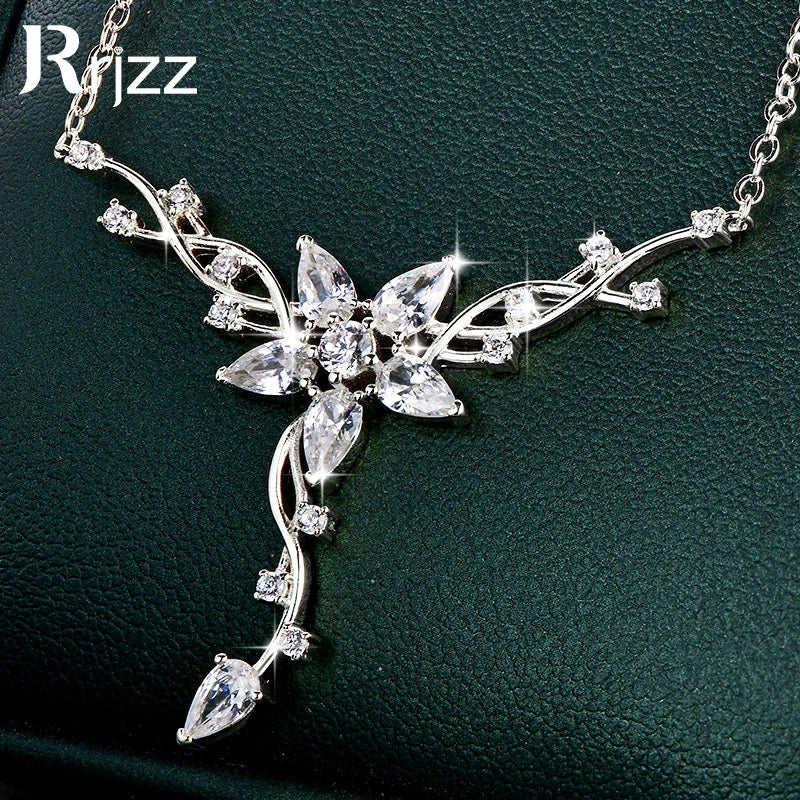 Teardrop Round Cubic Collarbone Charm Chain