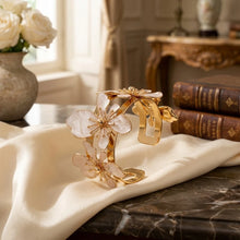 Elegant Enamel Butterfly Flower Chunky Cuff Bracelet