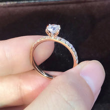 Pink cubic zirconia engagement ring front view