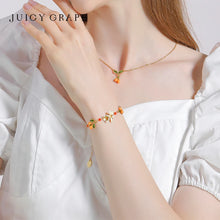 Pearl & Kumquat Enamel Flower Bangle Bracelet