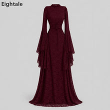 Burgundy Lace Mermaid Maxi Evening Dress Long Sleeve