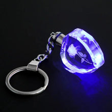 rose flower keychain – crystal rhinestone LED light front view