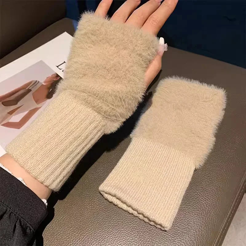 Soft Winter Half Finger Gloves