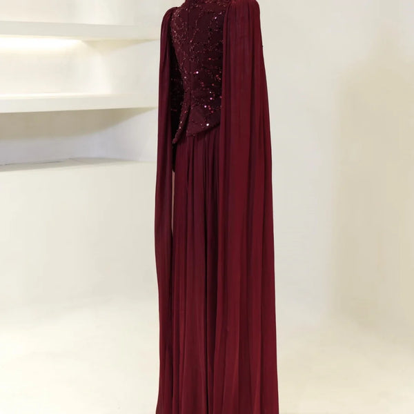 Cape Sleeves Maxi Dress