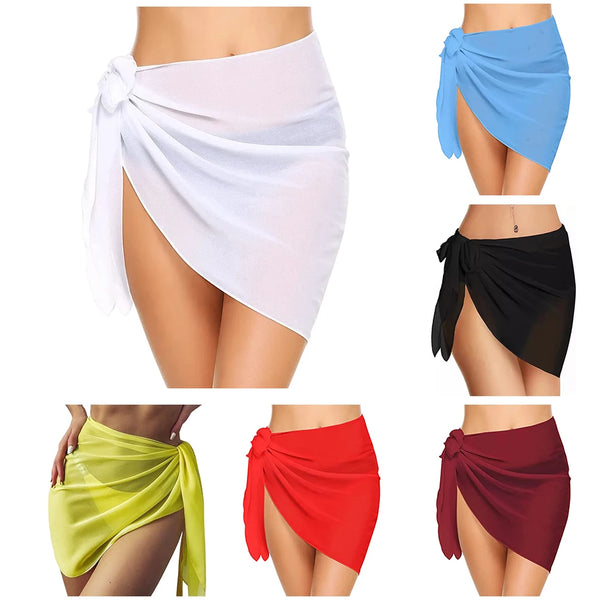 Swimsuit cover up sarong with side-tie beach wrap design