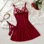 Wine Red Ladies nightgown, elegant and comfortable, bow design