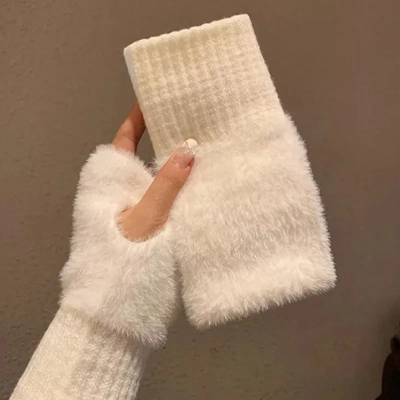 Soft Winter Half Finger Gloves