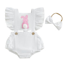 Baby easter romper worn by a baby girl