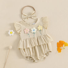  Embroidered baby romper worn by a baby girl
