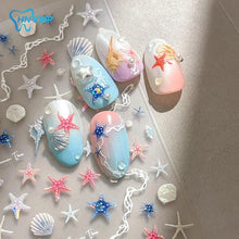 Seashell nail stickers 5D embossed starfish beach summer nail decals