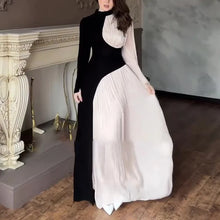 Round Neck Blocked Long Sleeved Dress