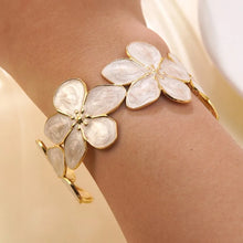  Enamel flower cuff bracelet multicolor vintage floral design.