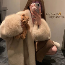 2026 Winter Hot Fashion Girls Oversized Gradient Fur Coat Women Thick Warm Outerwear Fluffy Faux Fox Fur Jacket