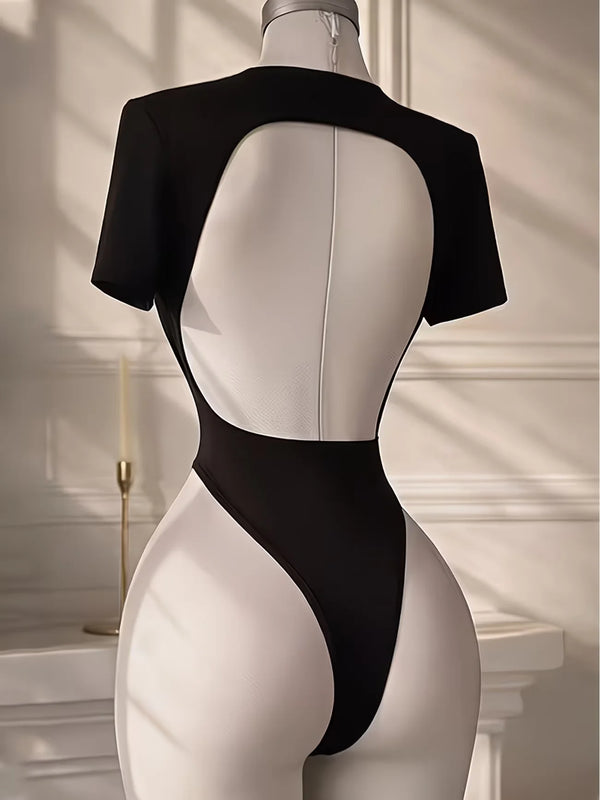 Backless bodysuit for women in a basic solid colour