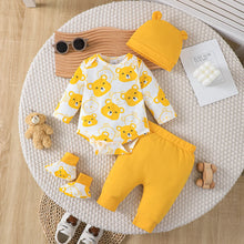 Baby boy clothing set with little bear bodysuit and pants