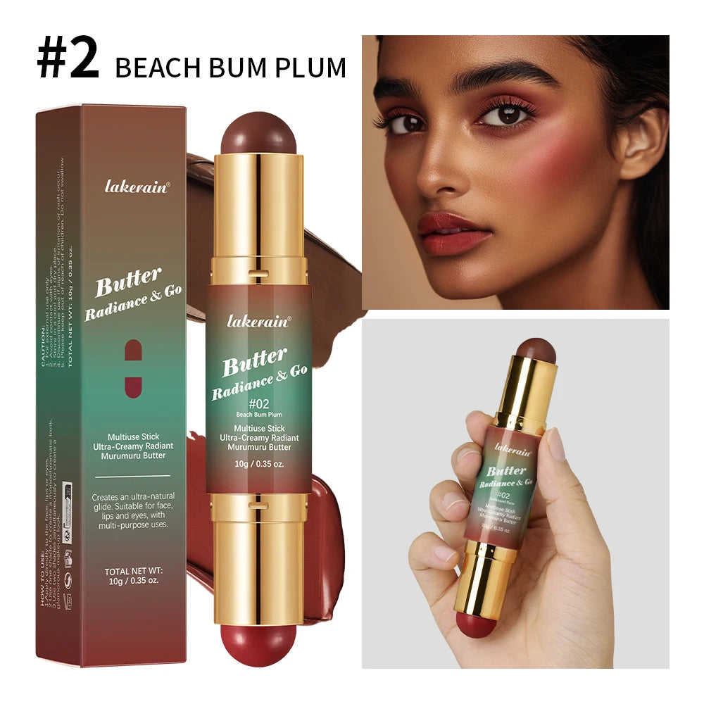 2 IN 1 Multiuse Stick Double Headed Bronzer Blush For Cheeks Eyes Lips Long Lasting Matte Glow Makeup Contouring Stick Makeup