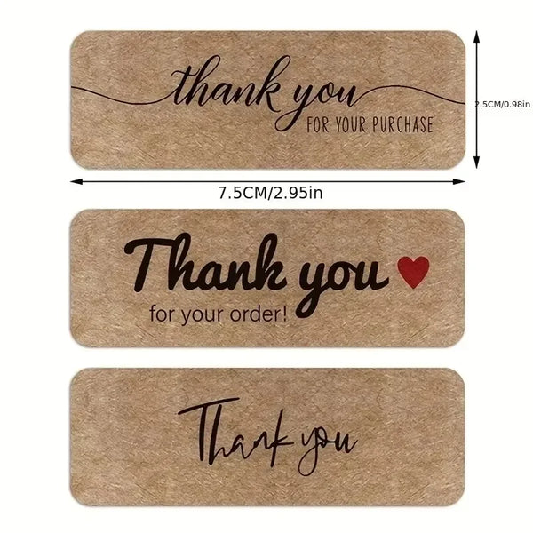 thank you for your order stickers – kraft paper rectangular labels