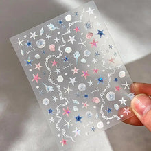 Seashell nail stickers 5D embossed starfish beach summer nail decals