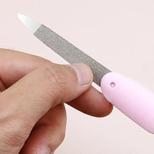 folding nail file – compact stainless steel double sided polishing stick