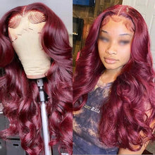 Curly wine red long wig — bold festival and party style for women.