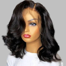 Body wave lace front wig back view showing full volume and length.