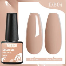 MTSSTII color gel polish with a bottle and two nail samples on a beige background